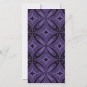 Dark Purple Coloured Retro Pattern Thank You Card