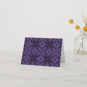 Dark Purple Coloured Retro Pattern Thank You Card