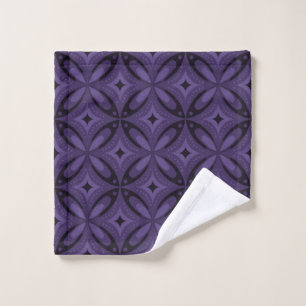 Dark Purple Coloured Retro Pattern Wash Cloth