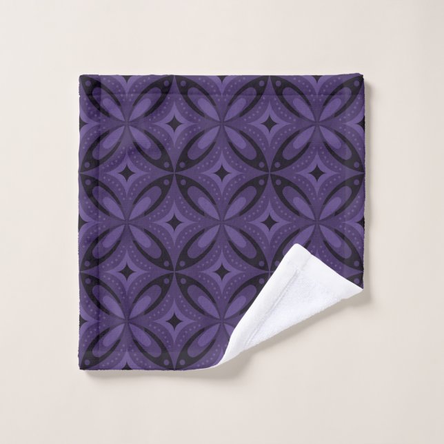 Dark Purple Coloured Retro Pattern Wash Cloth (Wash Cloth)