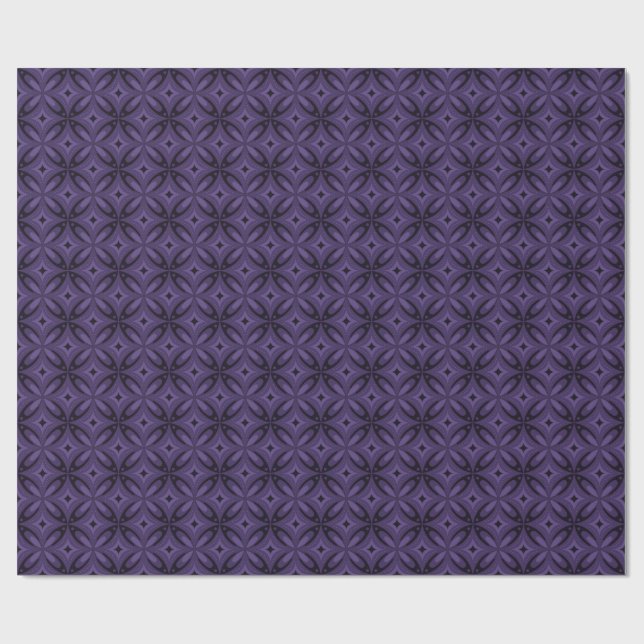 Dark Purple Coloured Retro Pattern Wrapping Paper (Flat)