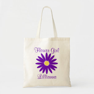 Dark Purple Daisy with Customisable Text Tote Bag