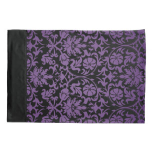 Dark Purple Damask Floral Pattern Design Pillowcase