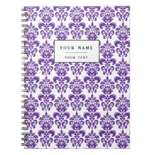 DARK PURPLE DAMASK PATTERN 2 NOTEBOOK