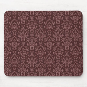 Dark Purple Damask Pattern Mouse Mat