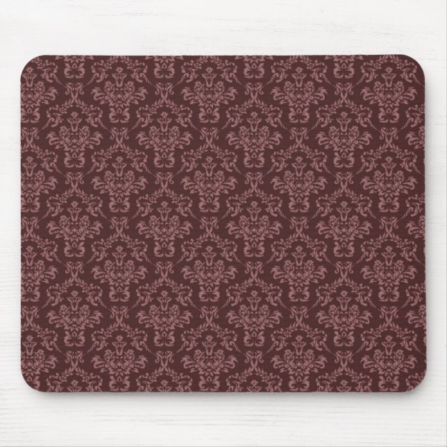 Dark Purple Damask Pattern Mouse Mat (Front)