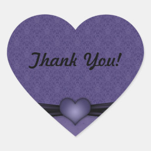 Dark Purple Damask with Heart Sticker