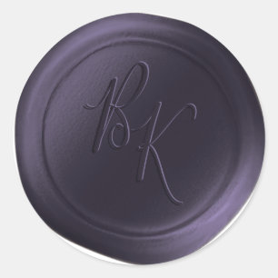 Dark Purple Double Monogram Wax Seal Stickers