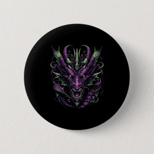 Dark Purple Dragon Head Demon Fantasy Gothic Men W 6 Cm Round Badge