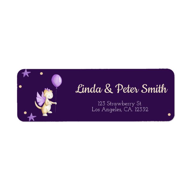 Dark Purple Dragon with Balloon Return Address (Front)