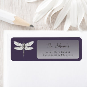 Dark Purple Dragonfly Wedding Address
