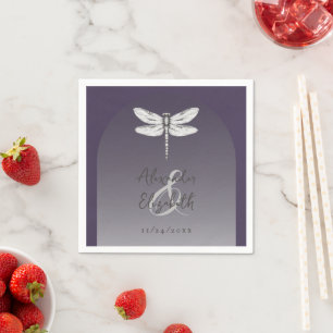 Dark Purple Dragonfly Wedding Napkin