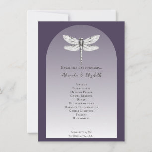 Dark Purple Dragonfly Wedding Program