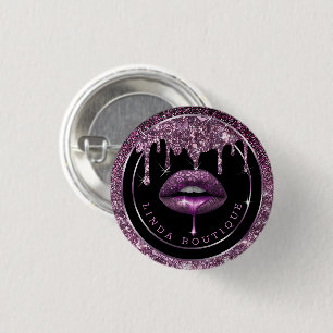 Dark purple drips   luxury lips 3 cm round badge