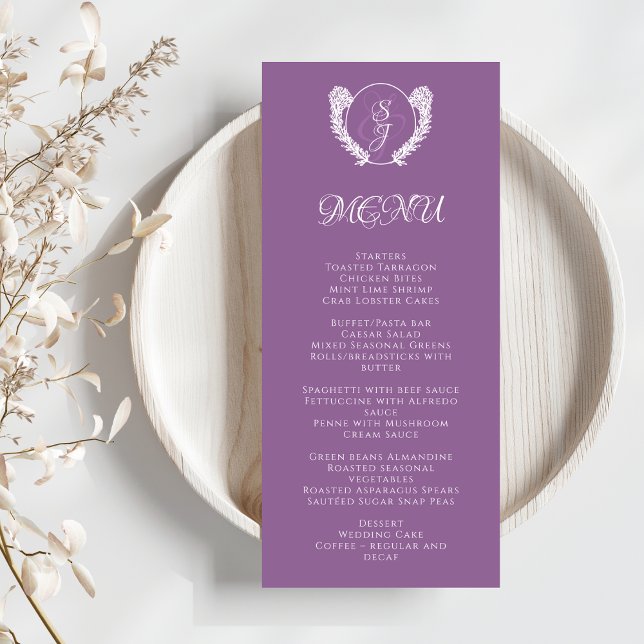 Dark Purple Elegant Wedding  Menu (Creator Uploaded)