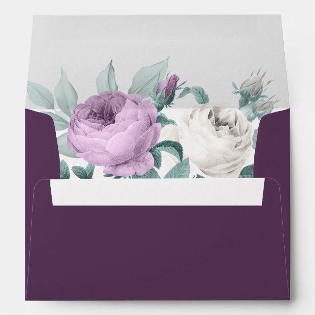 Dark Purple Envelope with Peonies (Back (Bottom))