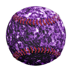 Dark purple faux glitter sparkles bling baseball