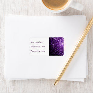 Dark Purple faux glitter sparkles Personalise Label