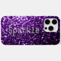 Dark purple faux glitters sparkles Your text