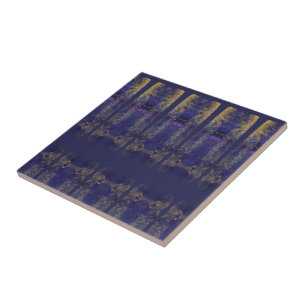 Dark purple faux golden modern astral glam tile