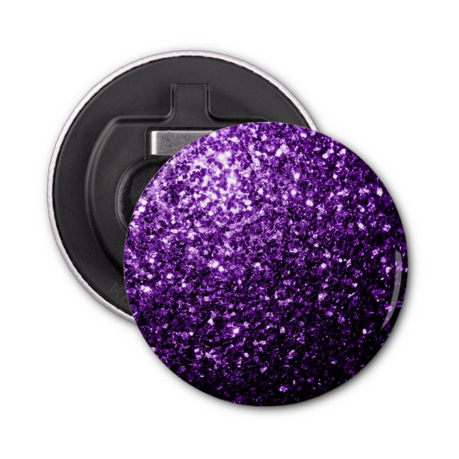 Dark Purple faux shiny glitter sparkles Bottle Opener (Front)