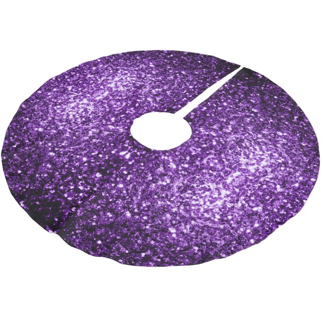 Dark Purple faux shiny glitter sparkles Brushed Polyester Tree Skirt (Angled)