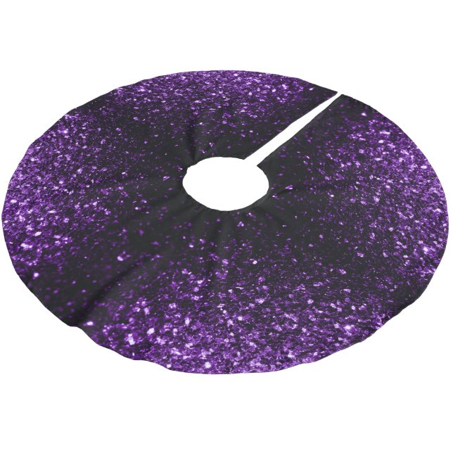 Dark Purple faux shiny glitter sparkles Brushed Polyester Tree Skirt (Angled)
