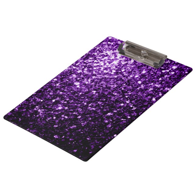 Dark Purple faux shiny glitter sparkles Clipboard (Angled)