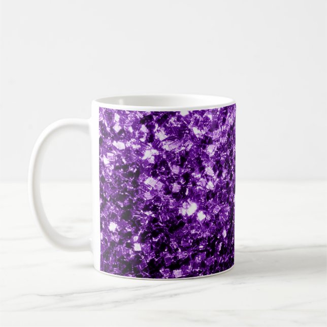 Dark Purple faux shiny glitter sparkles Coffee Mug (Left)