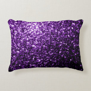 Dark Purple faux shiny glitter sparkles Decorative Cushion