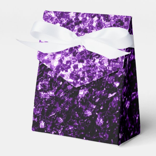 Dark Purple faux shiny glitter sparkles Favour Box (Front Side)