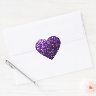Dark Purple faux shiny glitter sparkles Heart Sticker