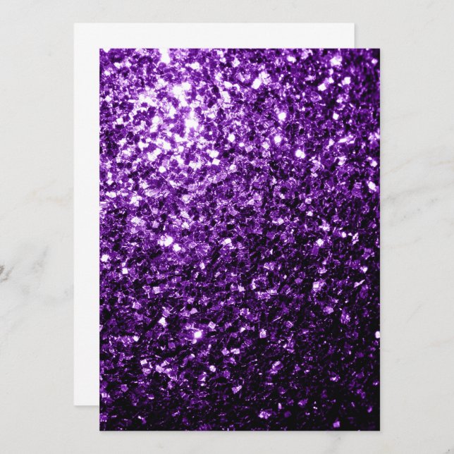 Dark Purple faux shiny glitter sparkles Invitation (Front/Back)