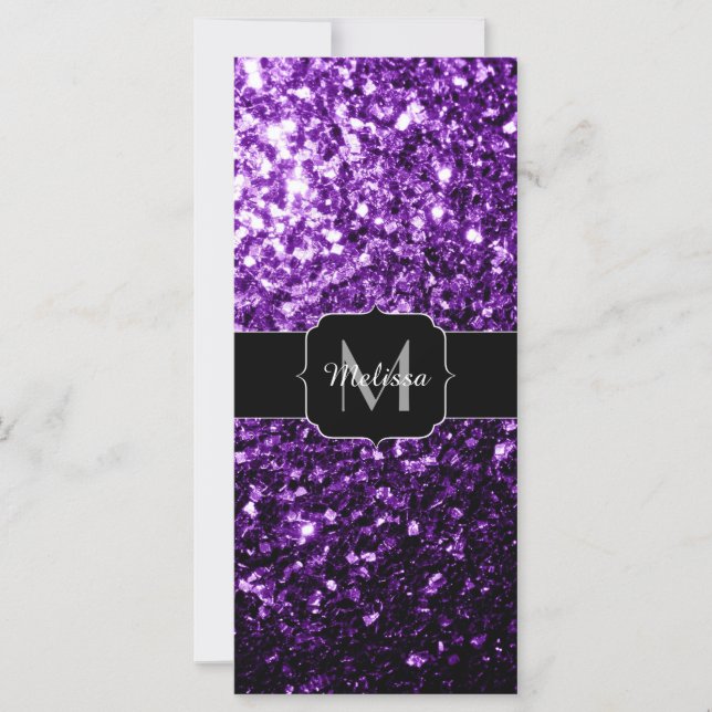 Dark Purple faux shiny glitter sparkles Monogram (Front)