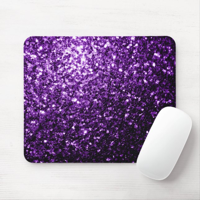 Dark Purple faux shiny glitter sparkles Mouse Mat (With Mouse)