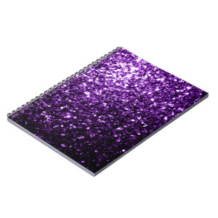 Dark Purple faux shiny glitter sparkles Notebook
