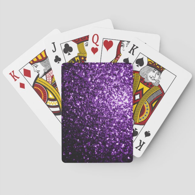 Dark Purple faux shiny glitter sparkles Playing Cards (Back)