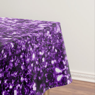Dark Purple faux shiny glitter sparkles Tablecloth