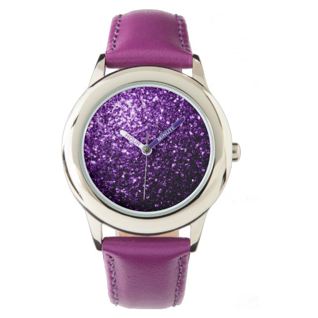 Dark Purple faux shiny glitter sparkles Watch (Front)