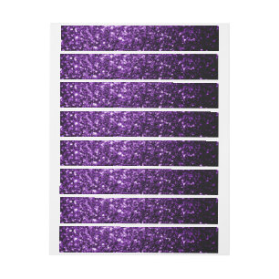 Dark Purple faux shiny glitter sparkles Wraparound Address Label