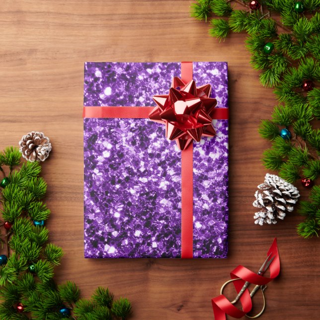 Dark Purple faux shiny glitter sparkles Wrapping Paper (Holiday Gift)