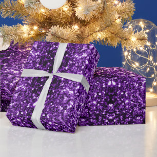 Dark Purple faux shiny glitter sparkles Wrapping Paper