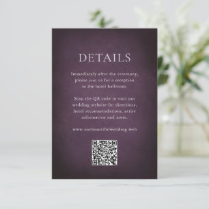 Dark Purple Fine Art Floral Elegant Wedding Enclosure Card