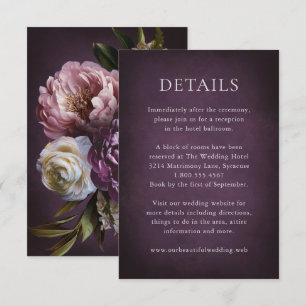Dark Purple Fine Art Floral Elegant Wedding Enclosure Card