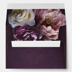 Dark Purple Fine Art Floral Elegant Wedding Envelope