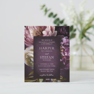 Dark Purple Fine Art Floral Wedding Invitation