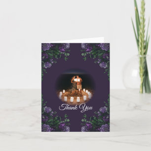 Dark Purple Floral Elegant Wedding Gothic Thank You Card