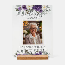 Dark Purple Floral Funeral Memorial Picture Photo