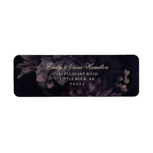 Dark Purple Floral Gothic Boho Return Address (Front)