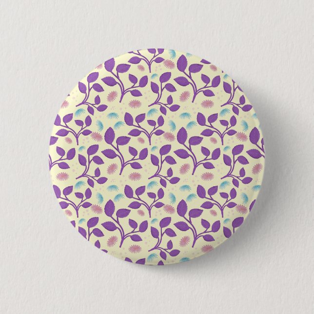 Dark Purple Floral Pattern | Aesthetic Seamless  6 Cm Round Badge (Front)